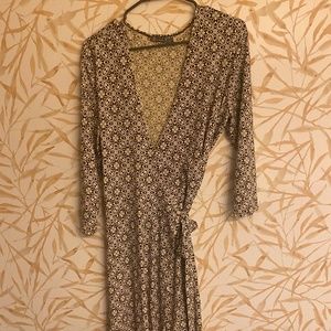 Women Apt. 9 Brown and Tan Wrap Dress